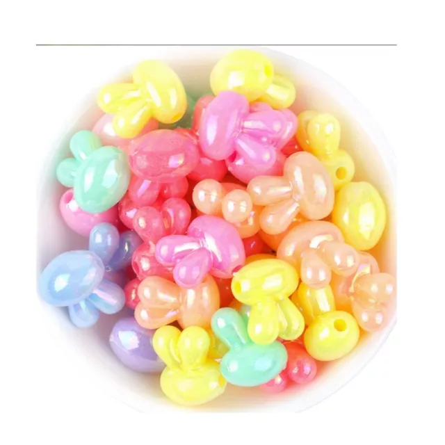 150pcs Acrylic Mini Rabbit Head Loose Beads  for DIY Colorful Rainbow Necklace