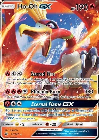 Ho-Oh GX 21/147 Ultra seltene Pokémonkarte (brennende Schatten)
