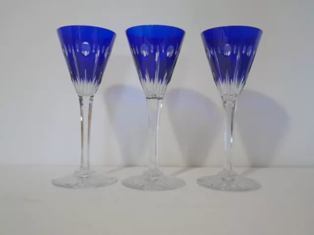 1 verre vin roemer Rhin bleu cristal taillé Saint ST Louis modèles Nelly 16,7 cm