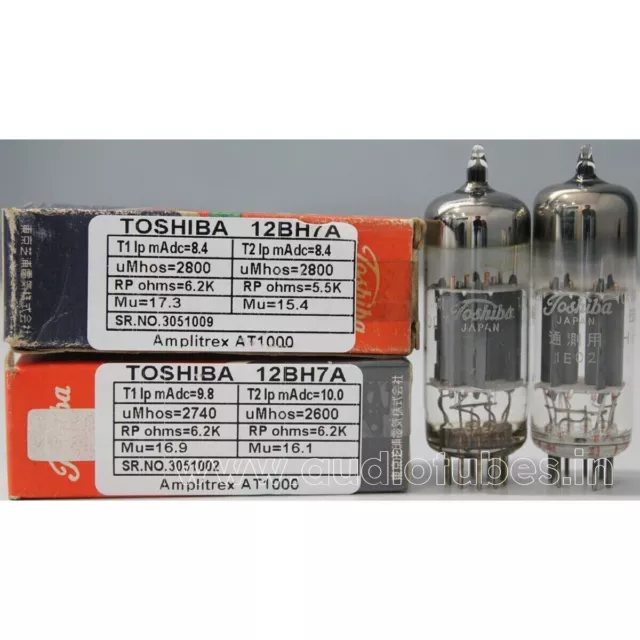 12BH7A Toshiba prodotto in Giappone Testato Amplitrex Qtà 1 Match Pair...