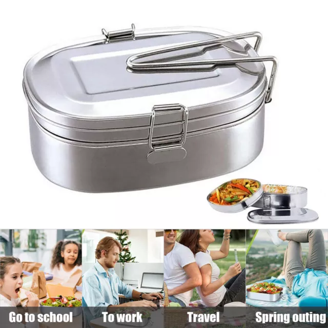1/2 Layer Stainless Steel Thermal Insulated Lunch Box Bento Food Container  .UK