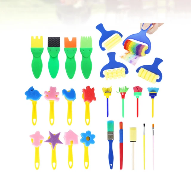 25 piezas Pincel de esponja Niños Dibujo Pinceles Niños Dibujo Kit