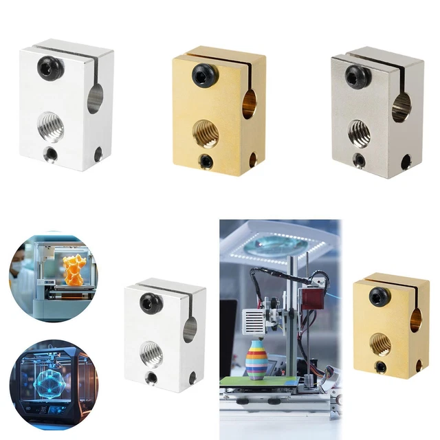 2er-Set Plattierter Kupfer-Heizblock V6 – Mit Silikonsocke, Für PT100 & 3D-Drucker Wie Prusa I3 MK3 – Hochtemperatur-geeignet (>500°C Erweichung)