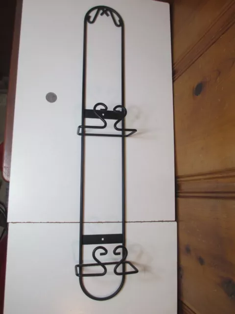 Black Wrought Iron Metal Wall Mounted 2 Plate Display Rack/Holder 27”H x 4"W EUC