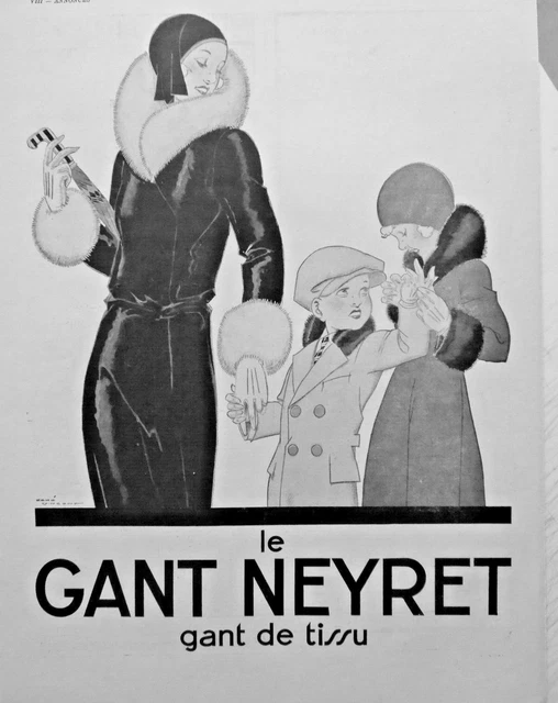Publicité De Presse 1931 Le Gant Neyret Gant De Tissus - Art Deco