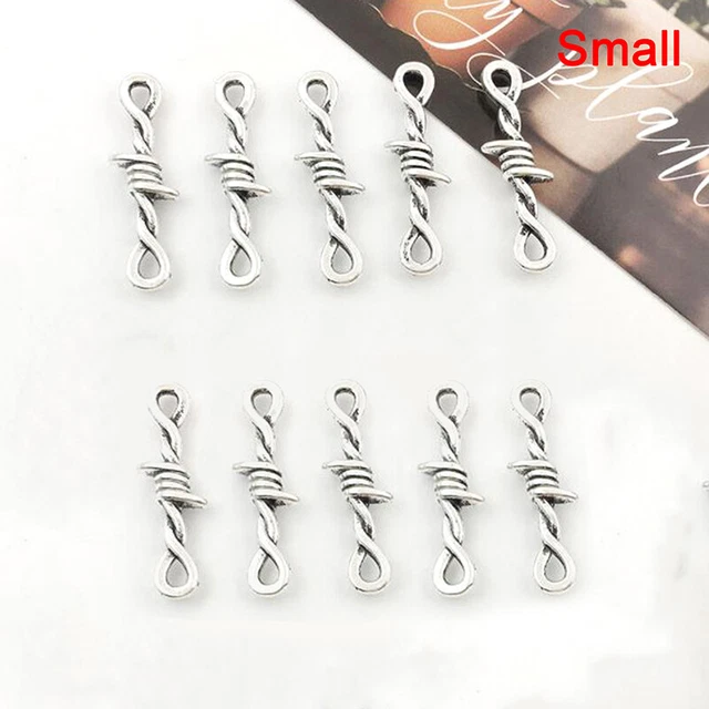 10Pcs Barbed Wire Brambles Link Charm Pendant DIY Bracelet Jewelry Accessor*wf