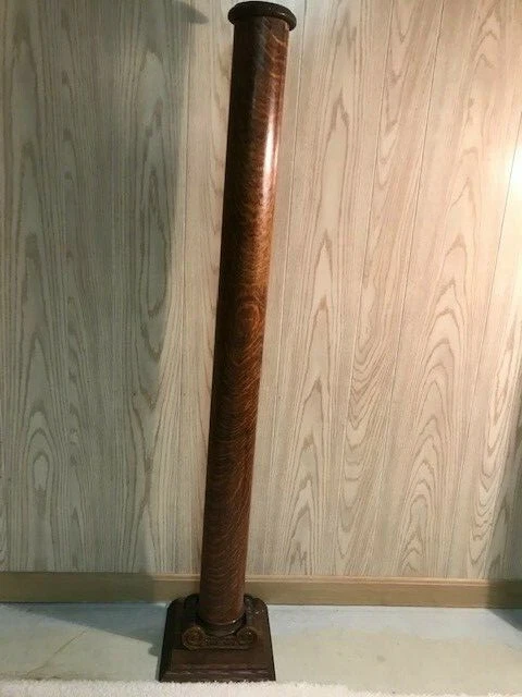 antique architectural  solid oak pillar ornate carving on base 53" tall 2