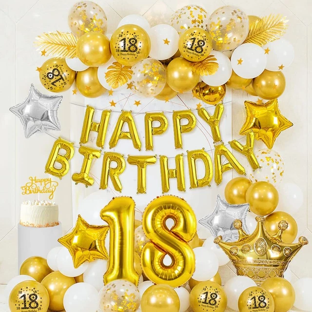 Decorazioni Compleanno Oro E Nero - Striscione, Palloncini, Festone Per Feste - Foto 2