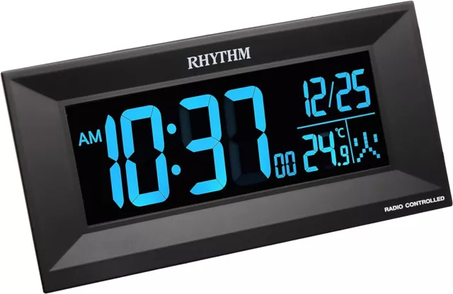 RHYTHM ALARM CLOCK Radio clock Digital Gradation LED 365color Display ...