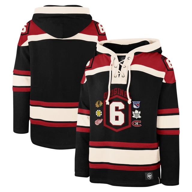MEN'S '47 BLACK NHL Original 6 Superior Lacer Pullover Hoodie 134.99