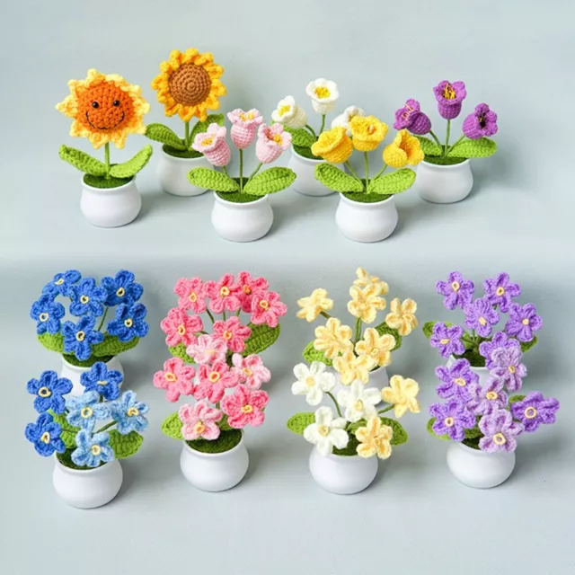 HandWoven ForgetMeNot Flower Pot Creative Desktop Decor Meaningful Gift
