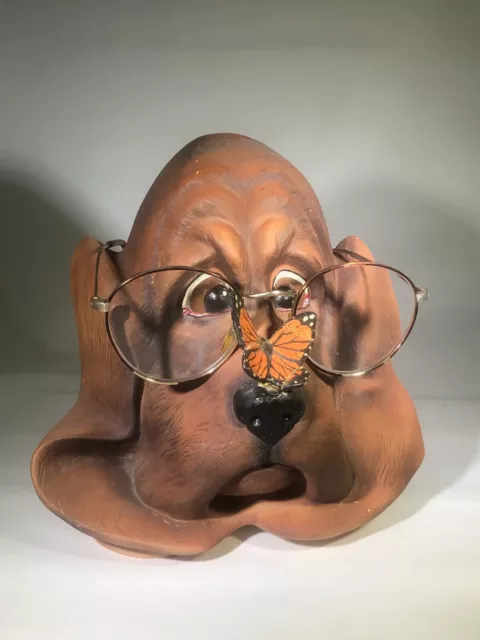 Bloodhound collectible molded ceramic whimiscal Hound with butterfly on nose