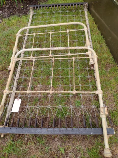 Antique Iron Bed frame twin chippy rustic paint metal shabby Vintage Farm house