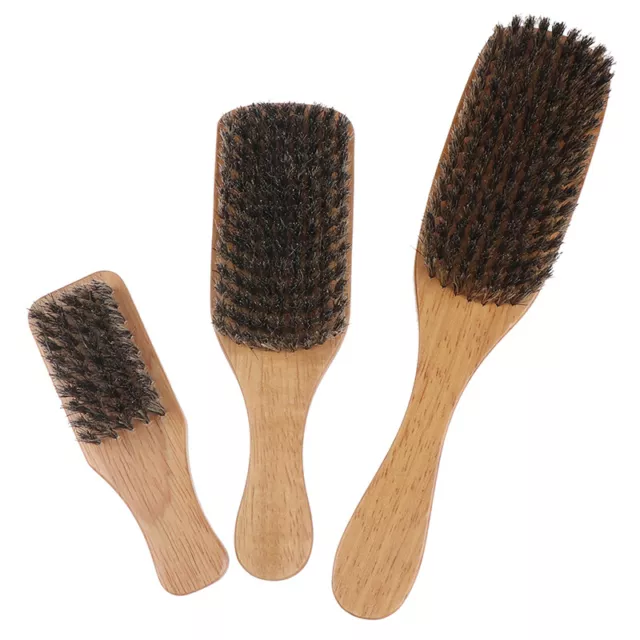 1X Mens Boar Bristle Hair Brush Wooden Curly Wave Brush Styling Beard Hairbr -xd 3