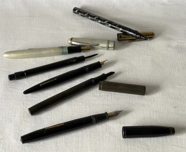 Job Lot 6 Mixed Fountain Pens including Osmiroid 65 ALL IN NEED OF REPAIR