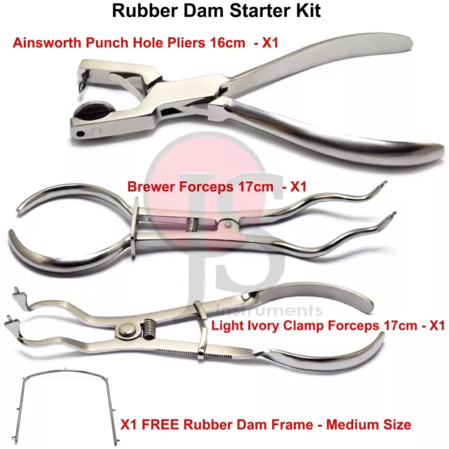 Basic Rubber Dam Instruments Starter Kit Endodontic Ivory Forceps Punch Plier X4