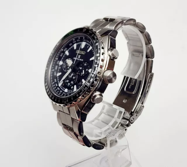 SEIKO PROSPEX RADIO Sync Solar Mens Pilot Watch SSG001P1 SSG001