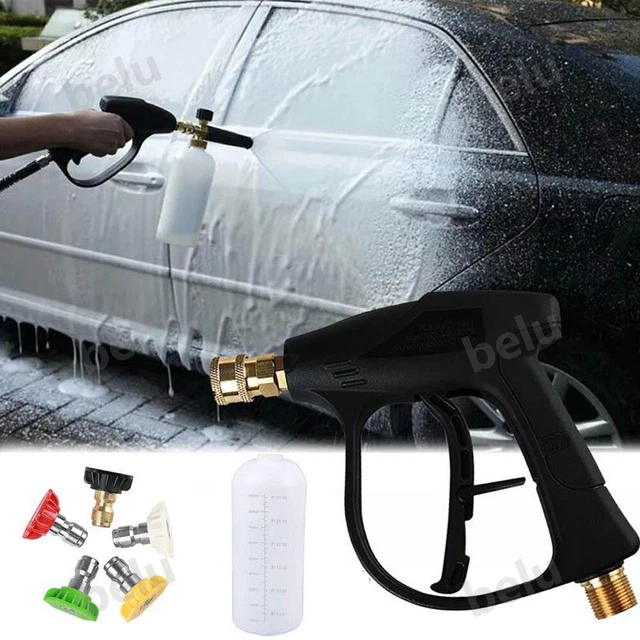 1/4" High Pressure Washer Gun Car Wash Snow Foam Spray Short Wand w/ 5 Nozzle