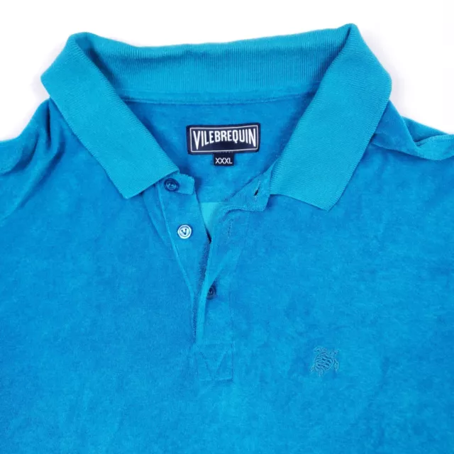 Vilebrequin Terry Cloth Polo Shirt Men XXXL Blue Short Sleeve Stretch Beach Boat 2