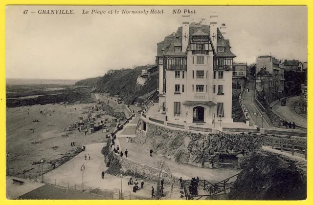 cpa 50 - GRANVILLE (Manche) La BEACH and the NORMANDY HOTEL
