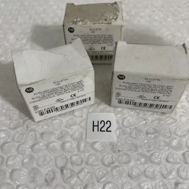 (3) Allen Bradley 100-FA20 Auxiliary Contacts Front Mount Fast Shipping!