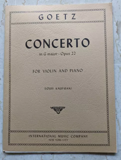 GOETZ concerto en sol M opus 22 : partition violon et piano