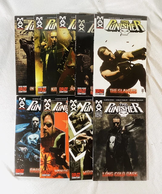 Marvel’s MAX:  THE PUNISHER, TPBs Vols. 1 thru 9, Mature Readers, Near Mint