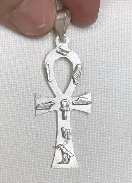 Very nice hand made SOLID SILVER Fancy Ankh Egyptian Charm/Pendant