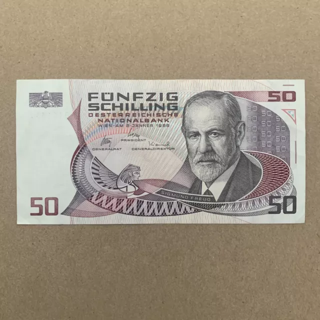 Sigmund FREUD - Rare AUSTRIA 50 SHILLING PRE EURO Medical School MONEY BANKNOTE