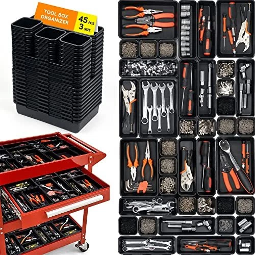 45 PACK TOOL Box Organizer Tray Divider Toolbox Desk Drawer Organizer