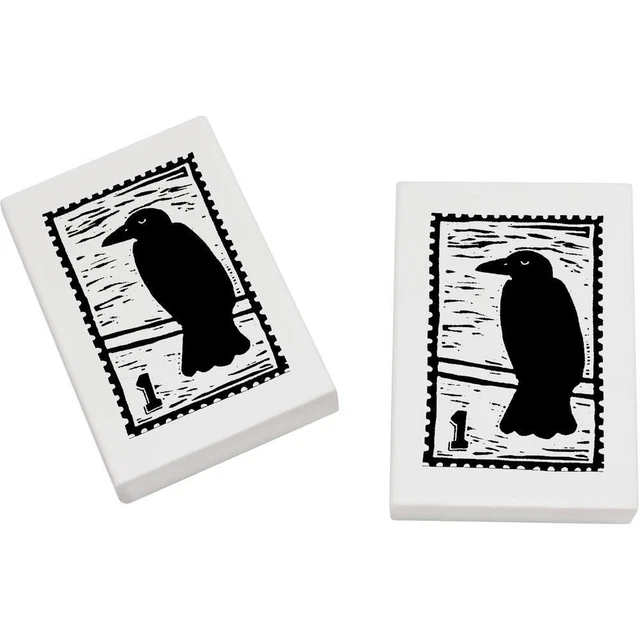 2 x 45 mm 'Krähe Briefmarke' Radierer/Gummi (ER00029074)