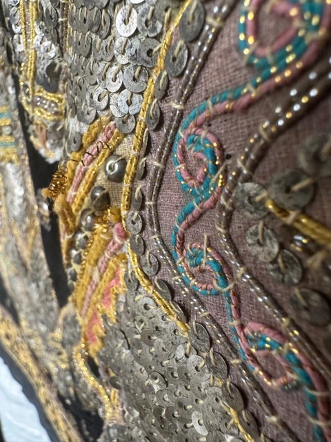 Vintage Thai Burmese TAPESTRY Hand Embroidered Wall Hanging piece