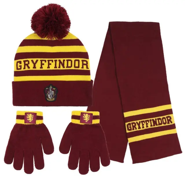 Set 3 Piezas Bufanda Gorro Y Guantes Gryffindor - Harry Potter