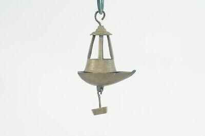 Rare Antique 1700-1800s Cast Brass Double Wick Betty Lamp Whale Hanging Oil Lamp