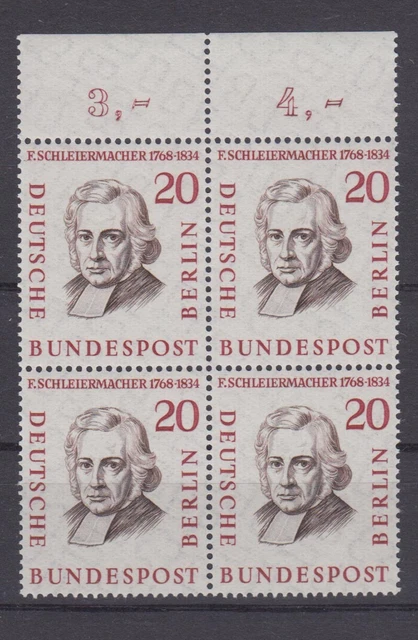 Berlin 167 mit Oberrand 4er Block Männer der Geschichte Berlins 20 Pf postfrisch