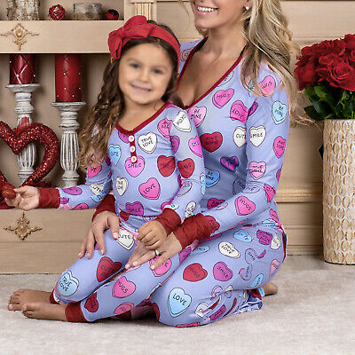 Womens Girls Pyjamas PJs Pyjama Set Soft Mother & Daughter Matching Sets UK