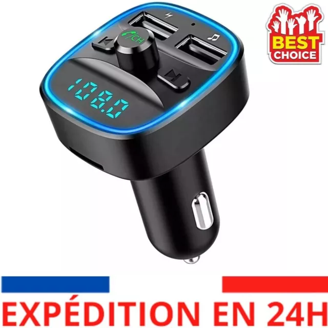 Transmetteur FM sans fil Bluetooth 5.0 Adaptateur MP3 Kit voiture Chargeur USB V