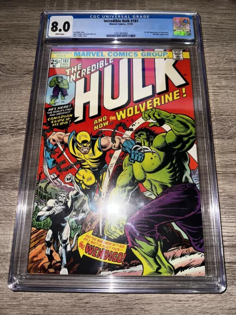 Incredible Hulk #181 CGC 8.0 WHITE Pages 1st Full Wolverine 1974 Marvel Comics 3