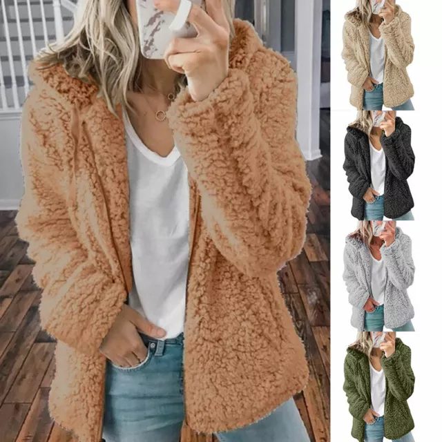 Hooded Woolen Fleece Autumn And Winter Jacket Long Sleeve Warm Overcoat Coats