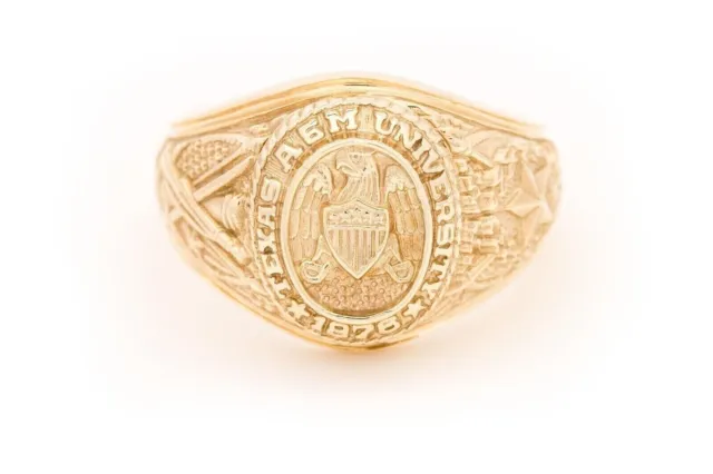 Women's University Class Customized Aggie College Ring 14K Yellow Gold Finish