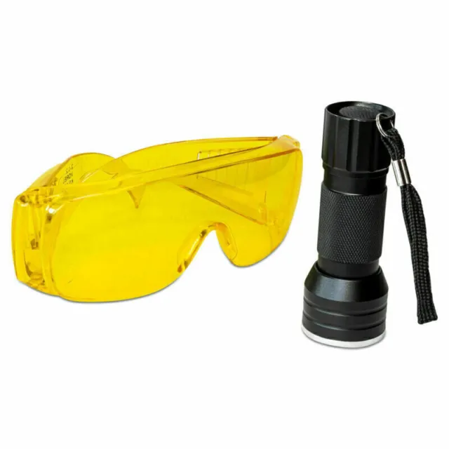 UV-Lampe Schuzbrille zur Lecksuche Kühlsystem Ölsystem Klimaanlage Motorraum KFZ