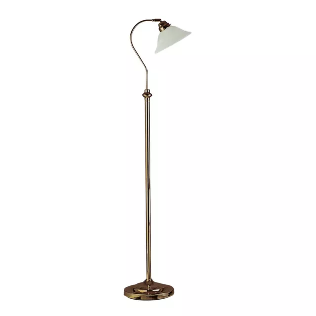 Traditional Adjustable Brass Glass Reading Lobby Standing Floor Lamp