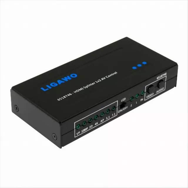 Ligawo 6518746 HDMI Splitter 1x2 - 4K*2K 3D Audio/ EDID Steuerung Neu & OVP