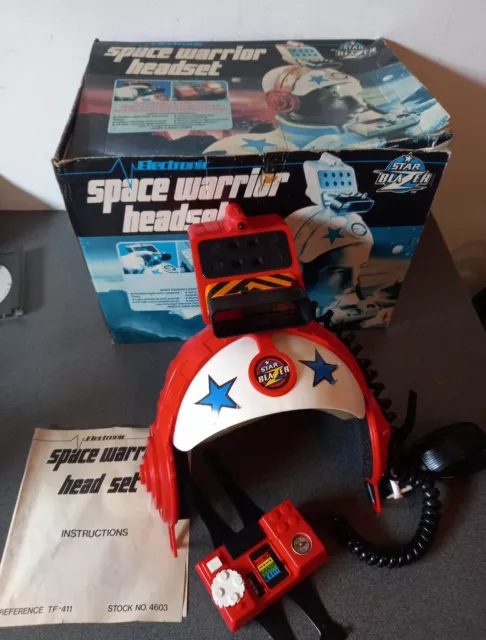 Selten Vintage Elektronik Space Krieger Kopf Satz star blazer 1982 Box Anleitung