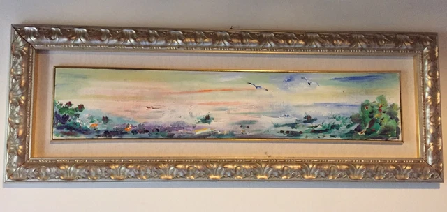Ernesto Treccani Olio Su Tela 20x100 Titolo "Marina"