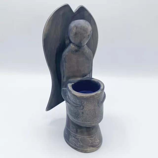 Vintage African Kisii Soapstone Carved Angel Candle Holder - Made in Kenya