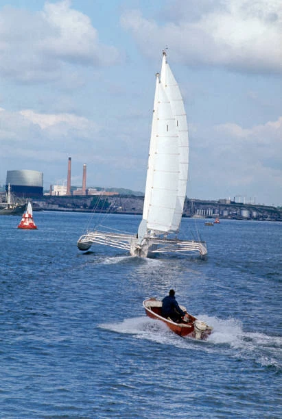 Eric Tabarly (1931-1998), French sailor, on the deck of his