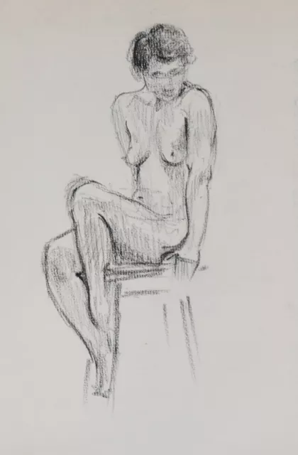 Claude Bonin-Pissarro (1921-2021) (348) - fusain - nu féminin