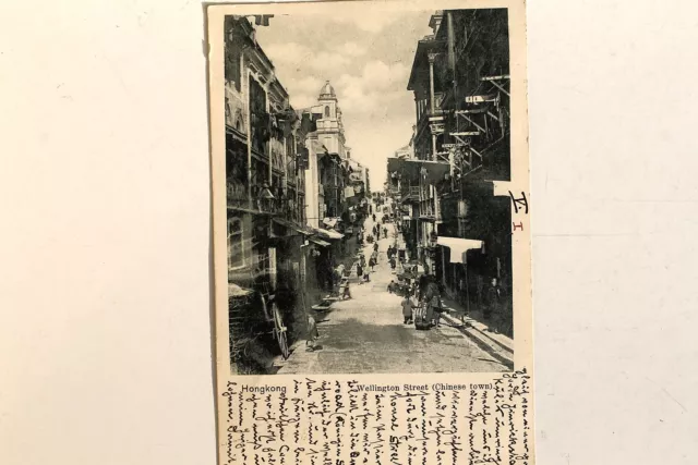 24676 PC Postcard HONG KONG Wellington Street Chinese town 1902