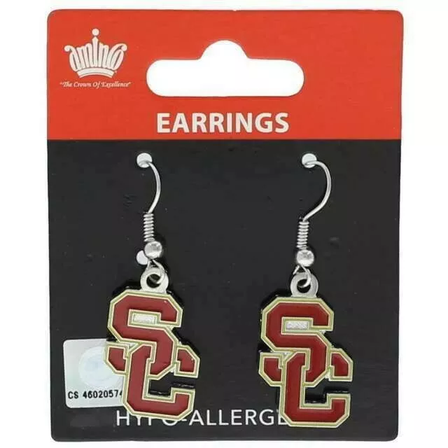 Usc Trojans Ncaa Team Logo Dangle Earrings By Aminco Free Shipping